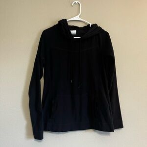 COLUMBIA Fleece Hoodie Womens Medium Black Lightweight 100% Polyester Pockets